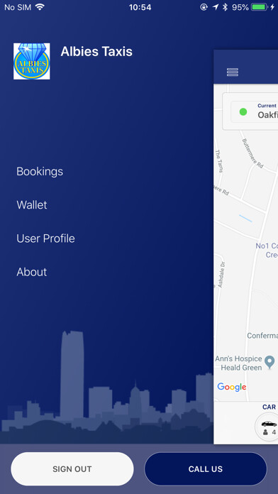 Emulate iPhone app Albies Taxis using MyAndroid