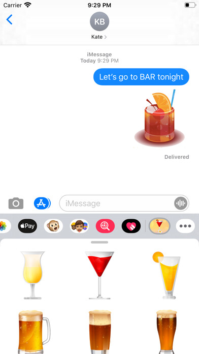 Emulate iPhone app Alcohol Cocktail Bar Stickers using MyAndroid