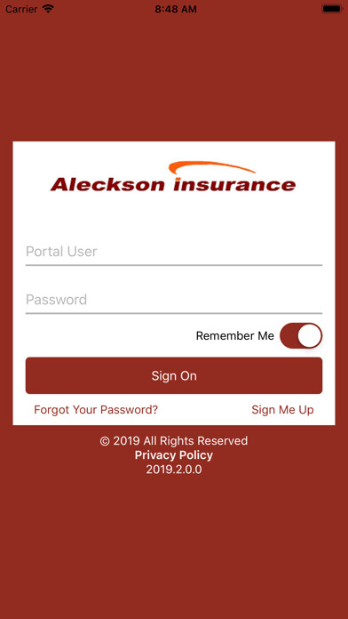 Emulate iPhone app Aleckson Insurance Online using MyAndroid