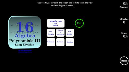 Run android online APK Algebra Tutorial 16: Polynomials III from MyAndroid or emulate Algebra Tutorial 16: Polynomials III using MyAndroid