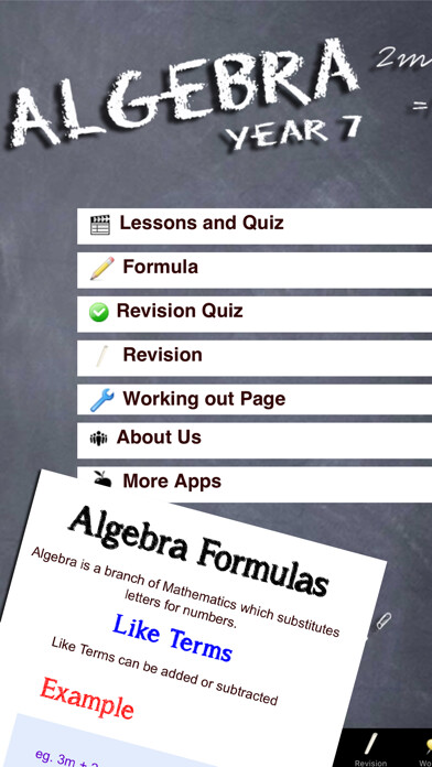 Emulate iPhone app Algebra Year 7 Maths using MyAndroid
