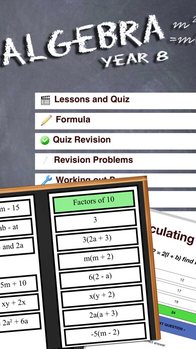 Emulate iPhone app Algebra Year 8 Maths using MyAndroid
