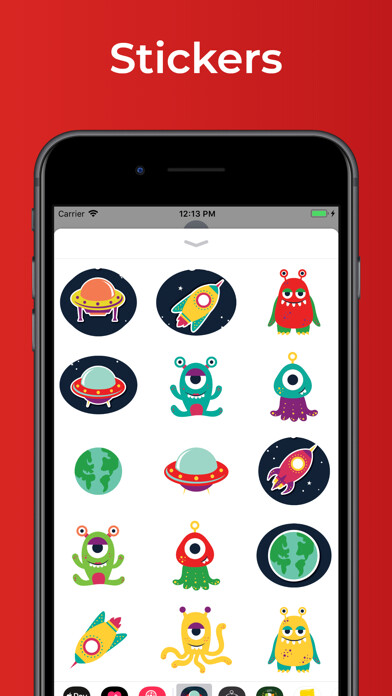 Emulate iPhone app Aliens & spaceship stickers using MyAndroid Emulate iPhone app Aliens & spaceship stickers using MyAndroid