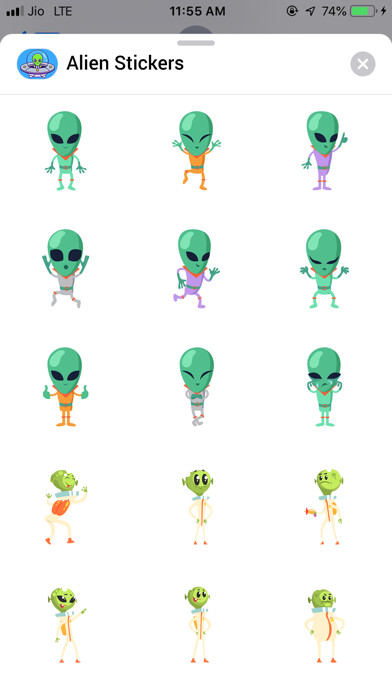 Emulate iPhone app Aliens Stickers! using MyAndroid