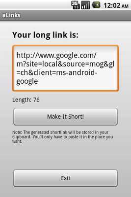 Emulate Android APK aLink - link shortener