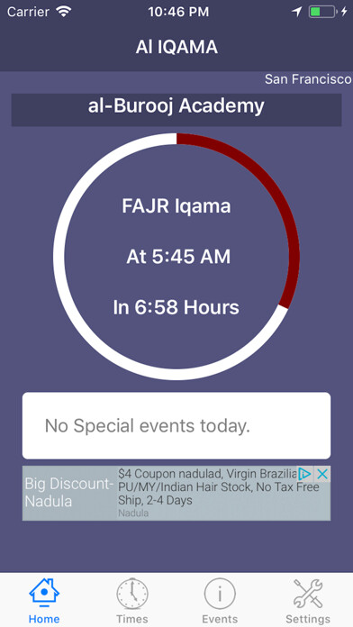 Emulate iPhone app Al Iqama using MyAndroid