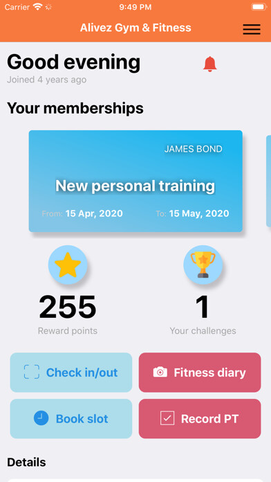 Emulate iPhone app Alivez - Gym & Fitness using MyAndroid