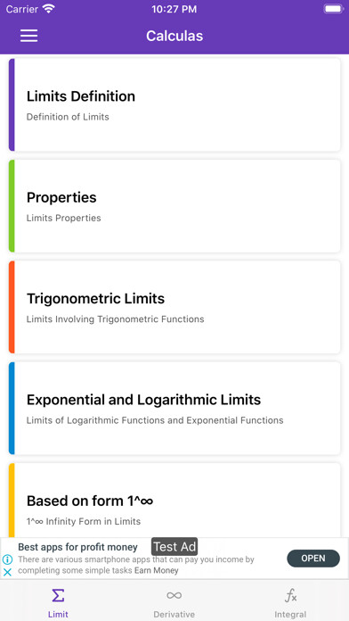 Emulate iPhone app All Calculus Formulas using MyAndroid