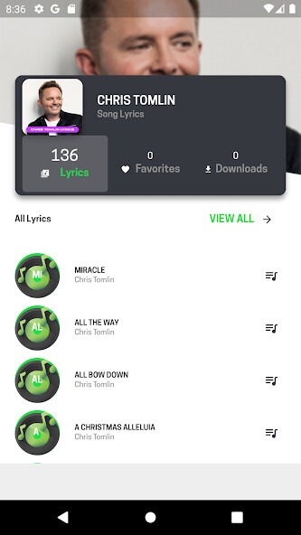 Run android online APK ALL CHRIS TOMLIN SONG LYRICS from MyAndroid or emulate ALL CHRIS TOMLIN SONG LYRICS using MyAndroid