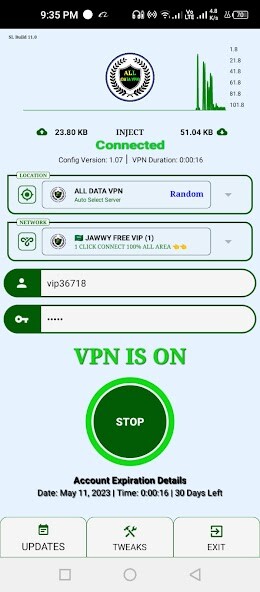 Emulate ALL DATA VPN from MyAndroid or run ALL DATA VPN using MyAndroid