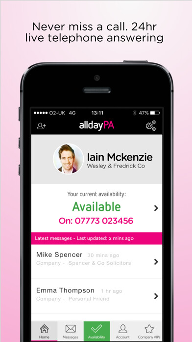Emulate iPhone app alldayPA - never miss a call using MyAndroid Emulate iPhone app alldayPA - never miss a call using MyAndroid