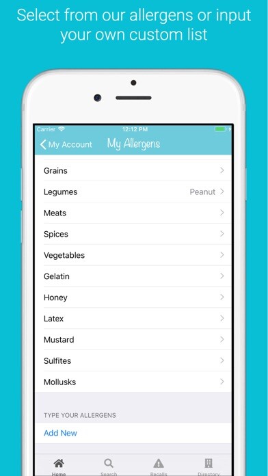 Emulate iPhone app ALLERGEN INSIDE - Food Scanner using MyAndroid