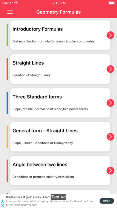 Emulate iPhone app All Geometry Formulas using MyAndroid