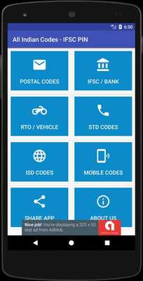 Emulate Android APK All Indian Codes - IFSC, PIN, RTO, STD, ISD,MOBILE Emulate Android APK All Indian Codes - IFSC, PIN, RTO, STD, ISD,MOBILE