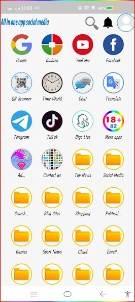 Run android online APK All in one app social media from MyAndroid or emulate All in one app social media using MyAndroid