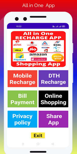Run android online APK All in One Mobile Recharge - Shopping App from MyAndroid or emulate All in One Mobile Recharge - Shopping App using MyAndroid