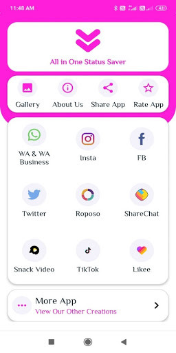 Run android online APK All In One Status Video Saver App from MyAndroid or emulate All In One Status Video Saver App using MyAndroid