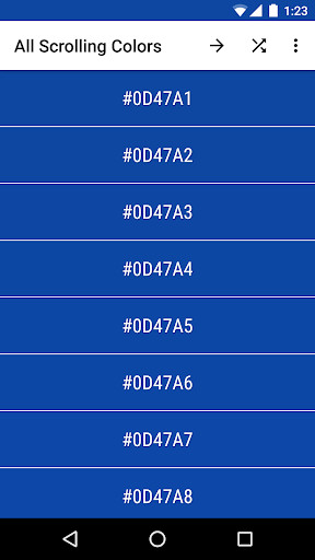 Run android online APK All Scrolling Colors: RGB List from MyAndroid or emulate All Scrolling Colors: RGB List using MyAndroid Run android online APK All Scrolling Colors: RGB List from MyAndroid or emulate All Scrolling Colors: RGB List using MyAndroid