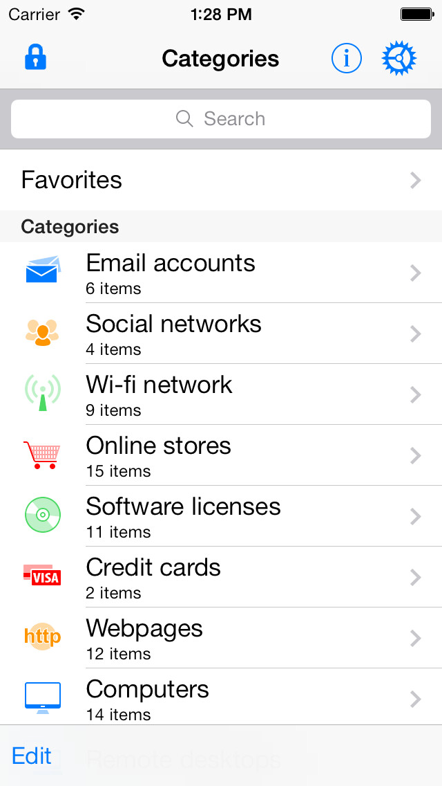 Emulate iPhone app All Your Passwords using MyAndroid