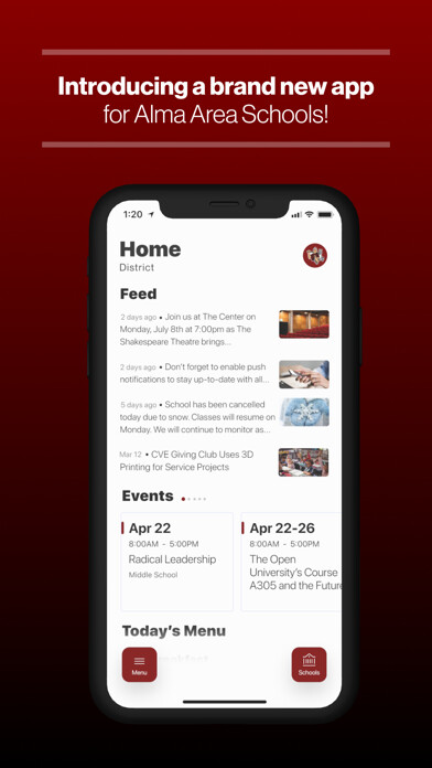 Emulate iPhone app Alma Area Schools, WI using MyAndroid