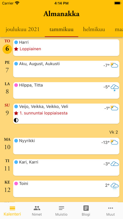 Emulate iPhone app Almanakka using MyAndroid