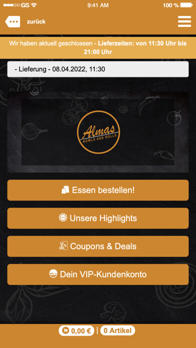 Emulate iPhone app Almas Bowls and Rolls using MyAndroid Emulate iPhone app Almas Bowls and Rolls using MyAndroid