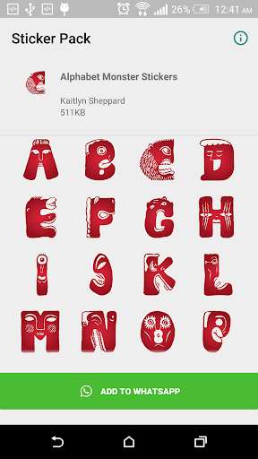 Run android online APK Alphabet Monster Stickers For Whatsapp from MyAndroid or emulate Alphabet Monster Stickers For Whatsapp using MyAndroid