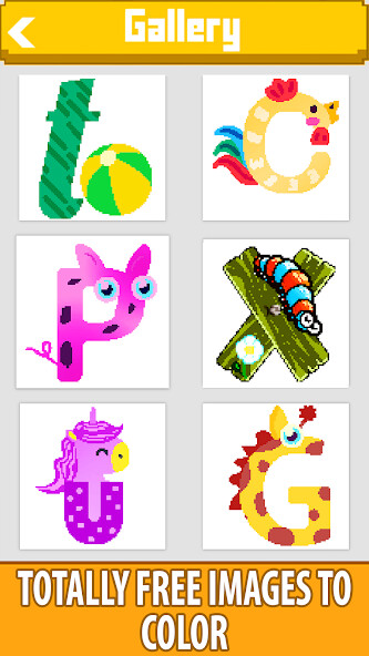 Run android online APK Alphabets Pixel Art Coloring from MyAndroid or emulate Alphabets Pixel Art Coloring using MyAndroid