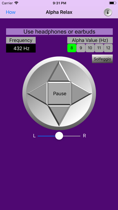 Emulate iPhone app ALPHA RELAX using MyAndroid