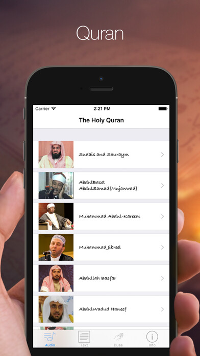 Emulate iPhone app Al-Quran audio book for your prayer time using MyAndroid Emulate iPhone app Al-Quran audio book for your prayer time using MyAndroid