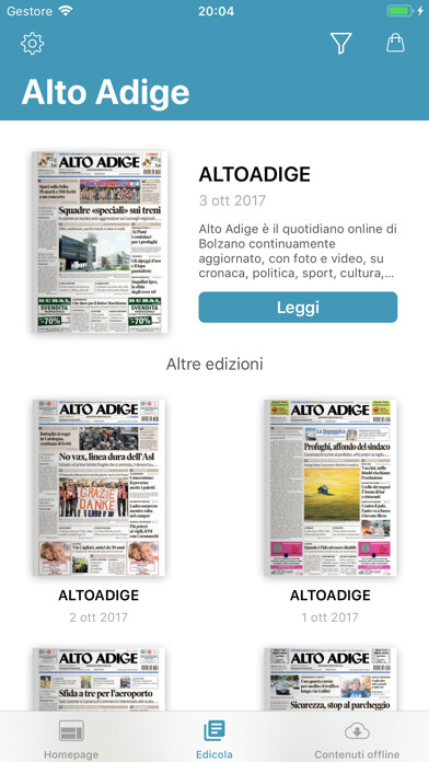 Emulate iPhone app Alto Adige quotidiano using MyAndroid