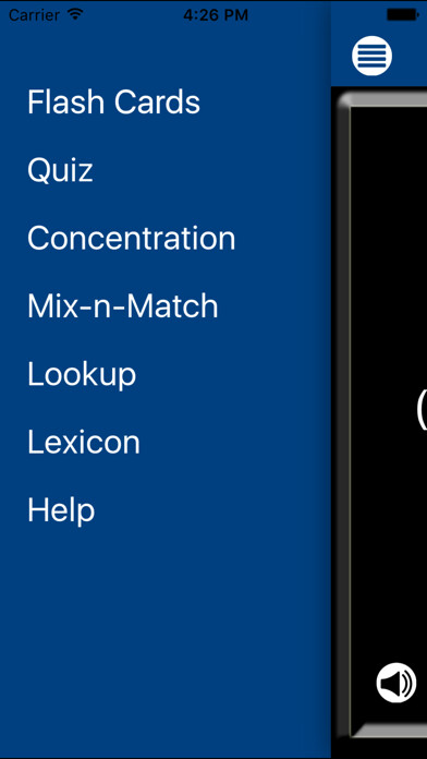 Emulate iPhone app Alumno: Spanish Flashcards using MyAndroid