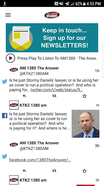 Emulate iPhone app AM 1380 The Answer using MyAndroid