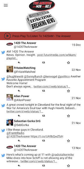 Emulate iPhone app AM 1420 The Answer using MyAndroid