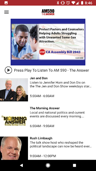 Emulate iPhone app AM 590 The Answer using MyAndroid Emulate iPhone app AM 590 The Answer using MyAndroid