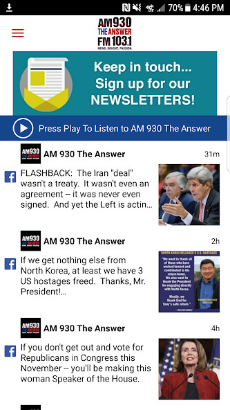 Emulate iPhone app AM 930 The Answer using MyAndroid