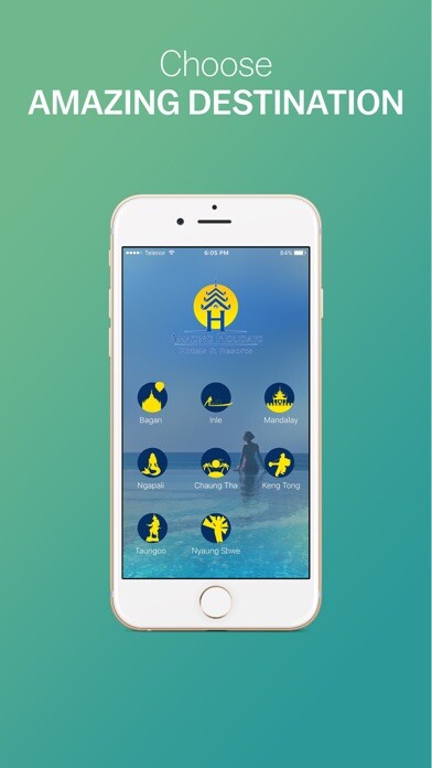Emulate iPhone app Amazing Hotels & Resorts Myanmar using MyAndroid