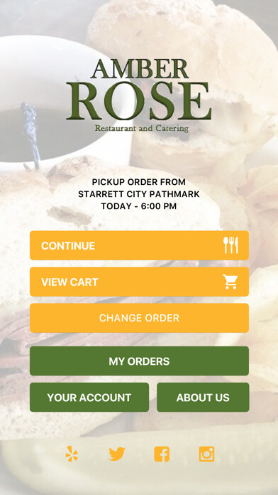 Emulate iPhone app Amber Rose Restaurant using MyAndroid