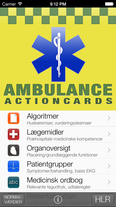 Emulate iPhone app Ambulance Actioncards using MyAndroid