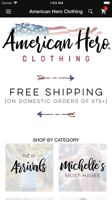 Emulate iPhone app American Hero Clothing using MyAndroid