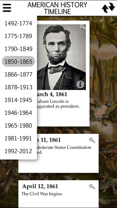 Emulate iPhone app American History App: Timeline using MyAndroid Emulate iPhone app American History App: Timeline using MyAndroid