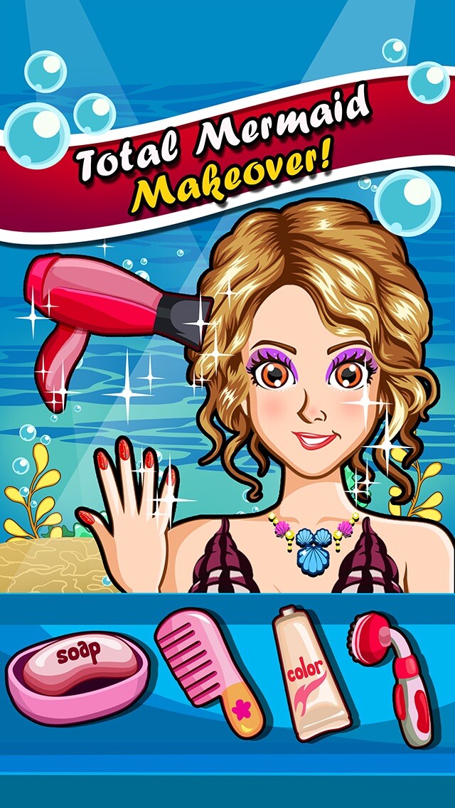 Emulate iPhone app A Mermaid Princess Salon Spa Makeover - fun little nose & leg make up kids games for girls using MyAndroid