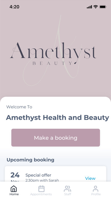 Emulate iPhone app Amethyst Health and Beauty using MyAndroid