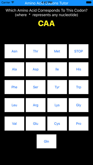Emulate iPhone app Amino Acid Codons Tutor using MyAndroid Emulate iPhone app Amino Acid Codons Tutor using MyAndroid
