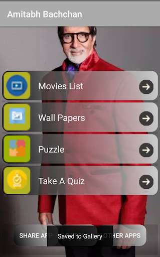 Run android online APK Amitabh Bachchan -Movies list,quiz,wallpapers from MyAndroid or emulate Amitabh Bachchan -Movies list,quiz,wallpapers using MyAndroid