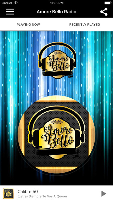 Emulate iPhone app Amore Bello Radio using MyAndroid