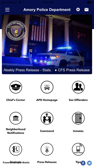 Emulate iPhone app Amory MS Police Department using MyAndroid
