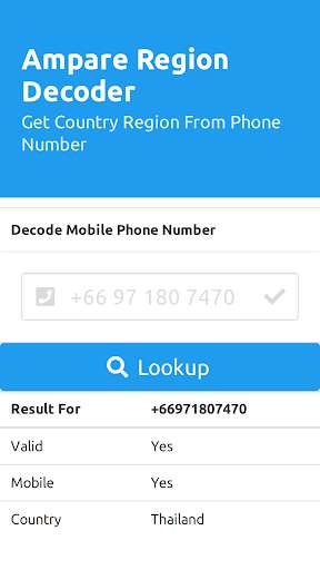 Run android online APK Ampare Phone Number Decoder from MyAndroid or emulate Ampare Phone Number Decoder using MyAndroid