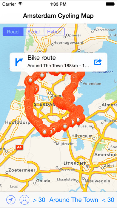 Emulate iPhone app Amsterdam Cycling Map using MyAndroid