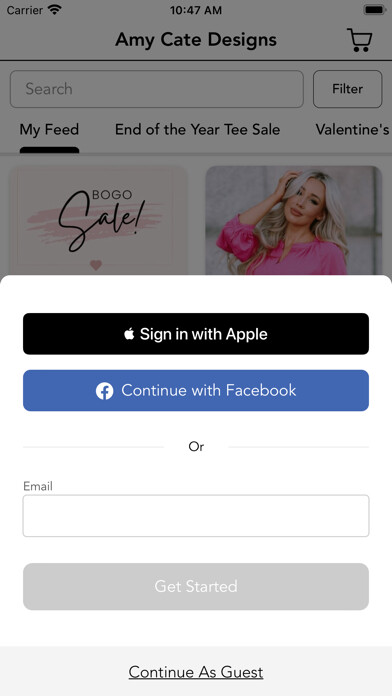 Emulate iPhone app Amy Cate Designs using MyAndroid